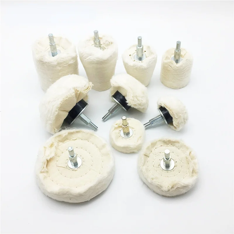 

10 Pcs 6mm Shank Cotton Polishing Wheels Cloth Buffing Wheel Grinder for Jewelry Wood Metal Abrasive Tools Cone Brush