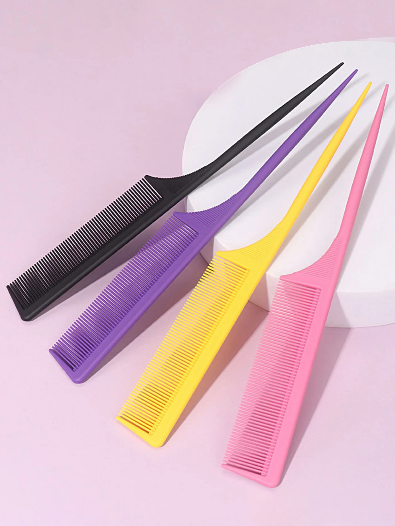 Plastic Hair Comb Fine Teeth Anti-static Ponytail Comb Salon Hair Styling Tool For Real Wigs