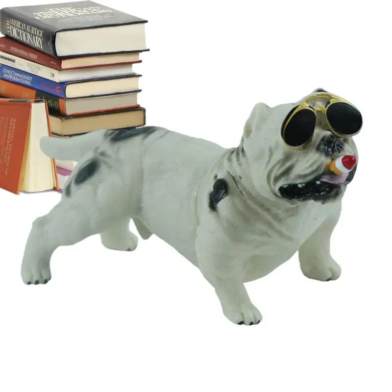 

Car Doll Smoking Bully Pitbulls Cool Dog Decoration Resin Bully Pitbulls Dog Doll Auto Interior Accessories for Car Home Offices