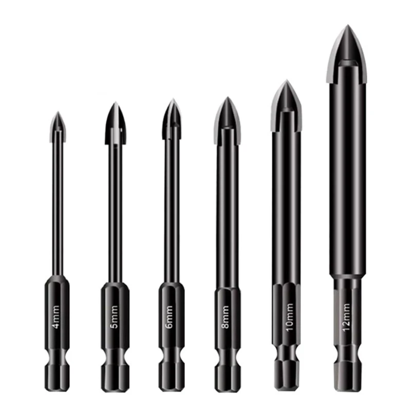 

6Pack Masonry Drill Bit Ceramic Tile Drill Set 1/4" Shanks Drill Bit