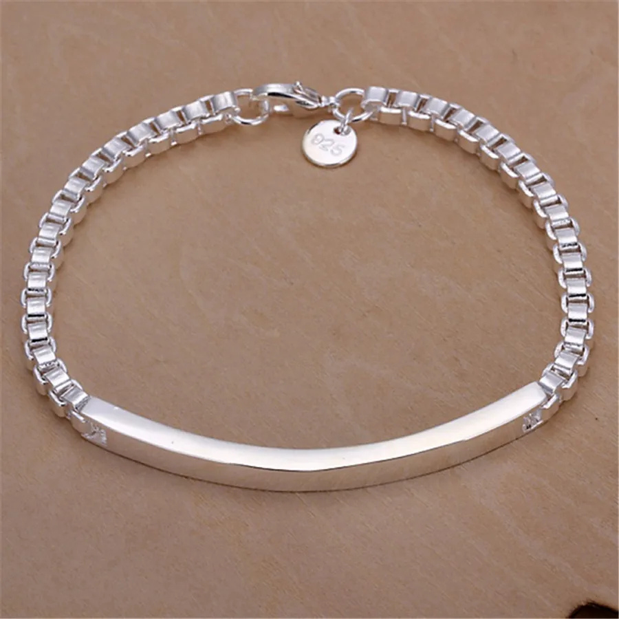 Braccialetto a catena solida e squisita in argento sterling 925, con ciondolo alla moda, per donne e uomini, modello semplice e carino._voghion.com