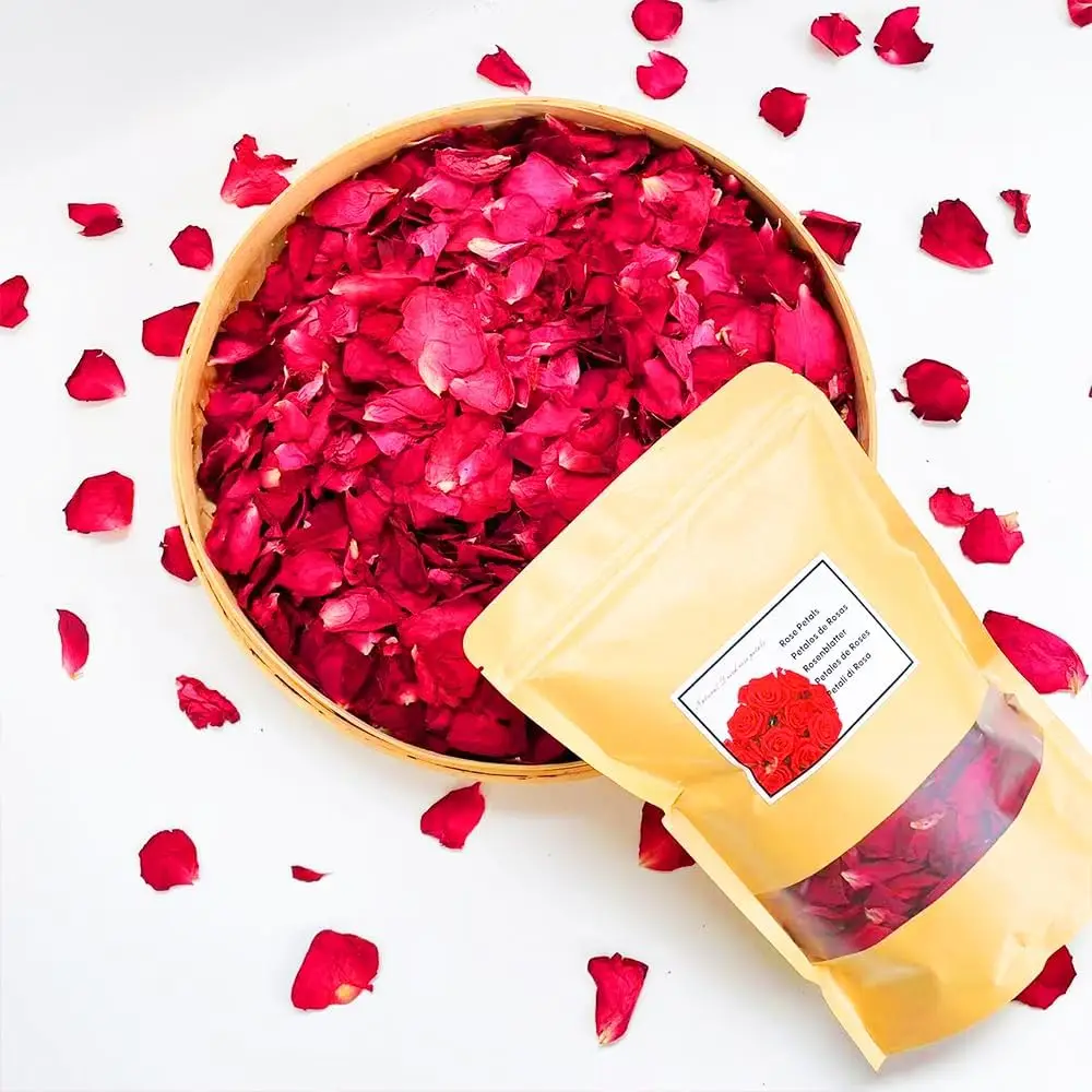 자연 건조된 붉은 장미 꽃잎, 작약 꽃잎, 웨딩, 목욕, 꽃가루, 꽃 소녀, DIY..