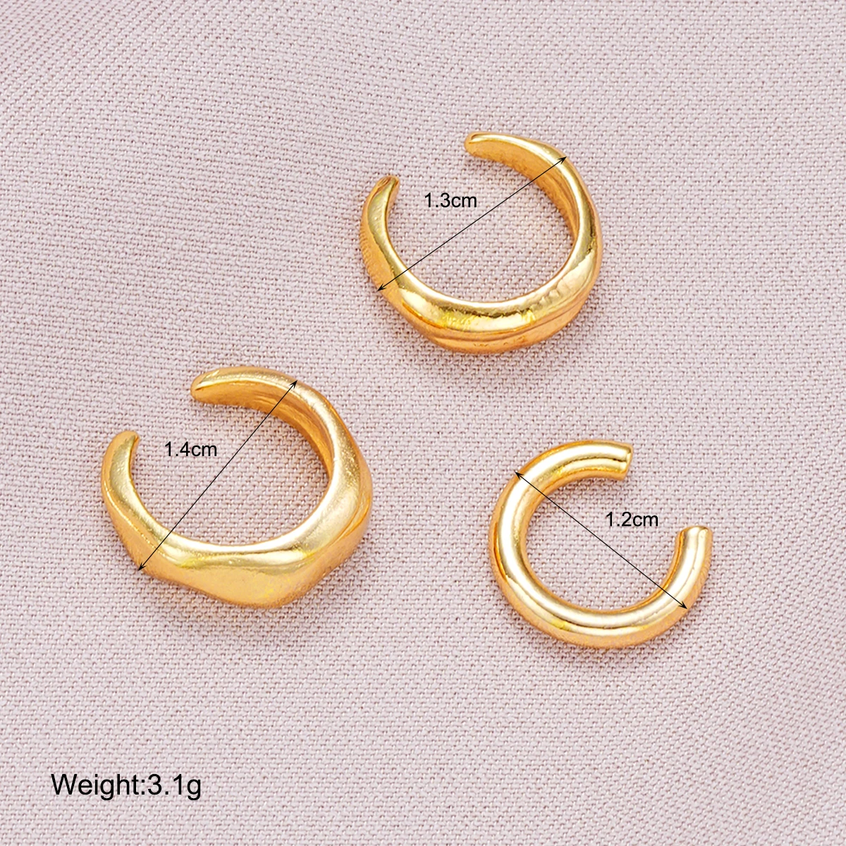 Kirsten 3 Pair Vintage C-Shaped Clip Earrings Set 4