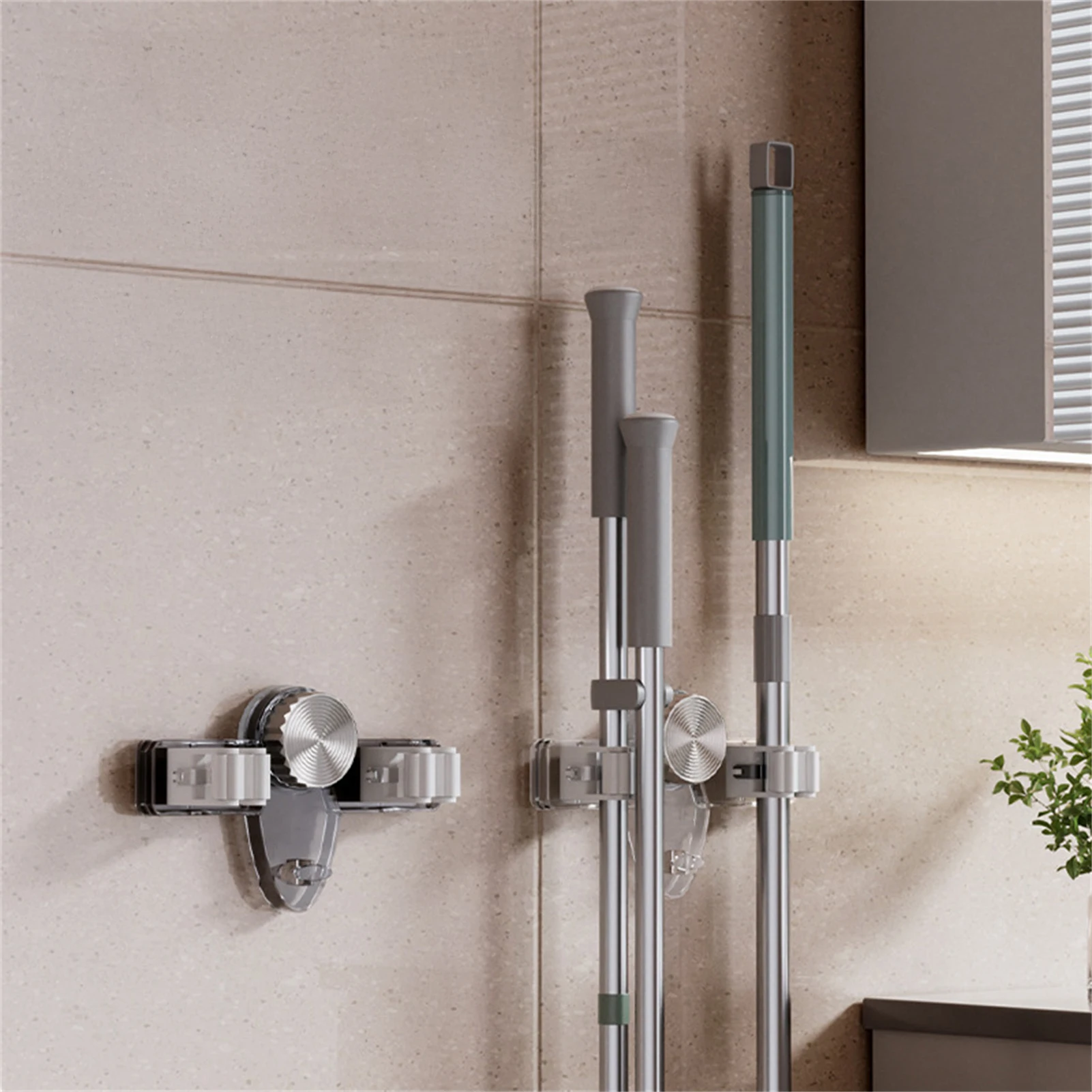 Wall Mounted Storage Rack Bathroom Kitchen Broom Mop Storage Hook Non Perforated Mop Clip Household Suction Cup Organizer Holder