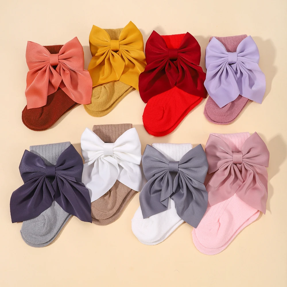 3Pcs/Set 6-10 Years Kids Bows Soft Knit Socks Hairpin Set Socks for Cute Girls Baby Hair Accessories Hairclip Child Gift Protect