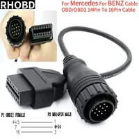 NEW Suitable for Mercedes/Benz 14Pin To 16Pin Automatic Diagnostic Tool Connector Adapter Cable OBD2 Scanner  Circular Socket 1