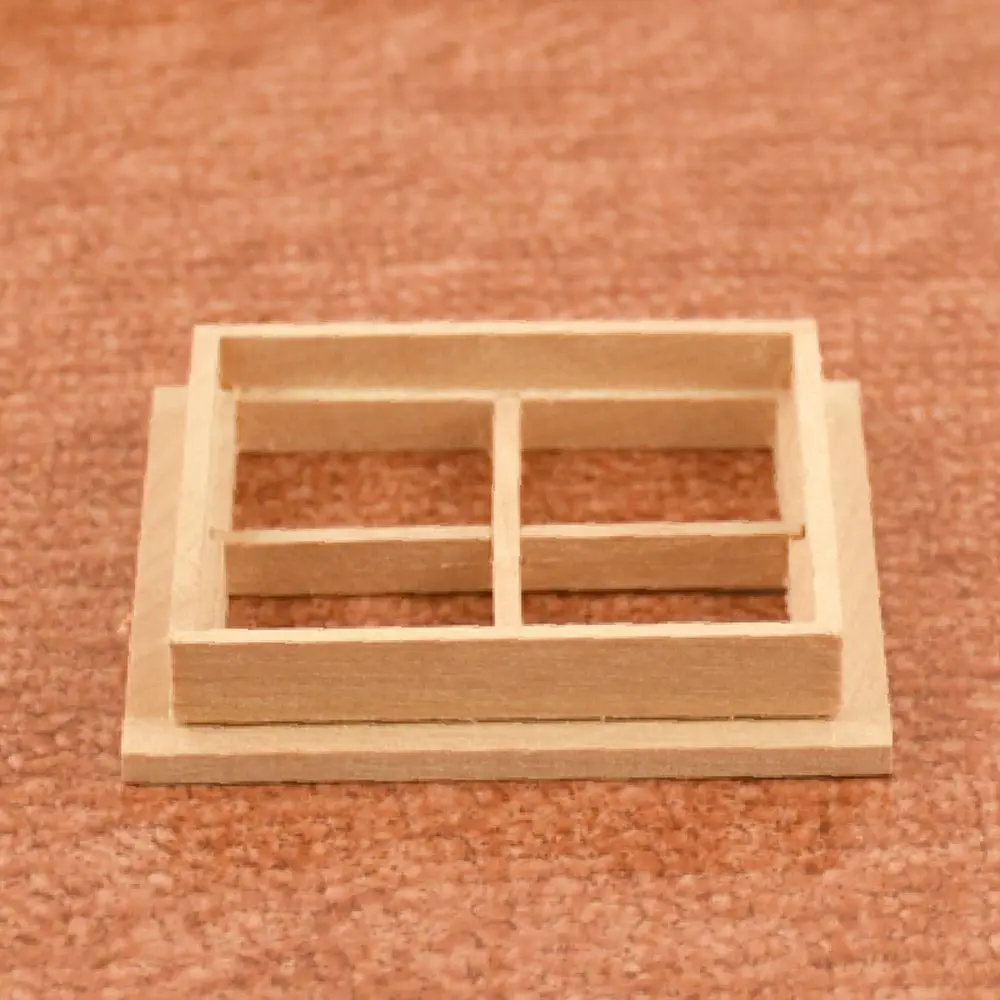 Charming DIY Miniature Dollhouse Wooden Frame Window with Glass Plate