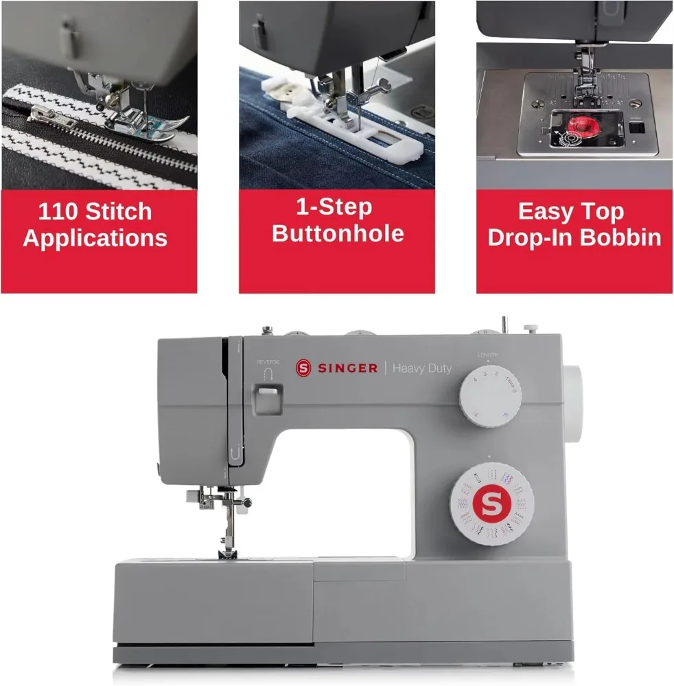 Singer Heavy Duty 4452 High Speed Sewing Machine With Accessory Kit Strong Motor With Enhanced Piercing Power, 110 Stitch