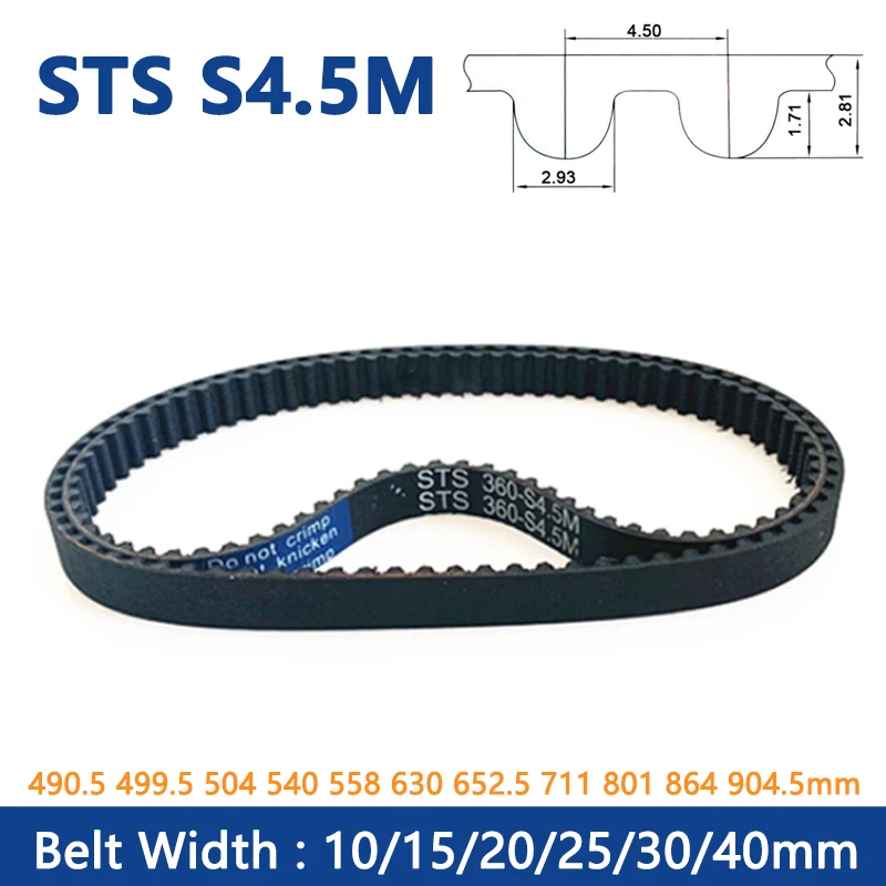 

1pc STS S4.5M Rubber Timing Belt 491 500 504 540 558 630 653 711 801 864 905mm Width 10 15 20 25 30 40mm Loop Synchronous Belt