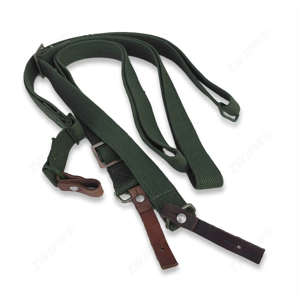 WWII WW2 Chinese Army Type 56 Canvas Outdoor Braces Sling Strap with Two Leather Endings
