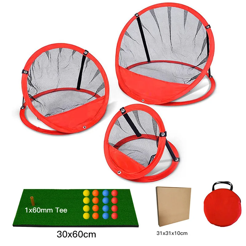 

3pcs/set Foldable Golf Chipping Practice Net Cages Target System with Carrying Bag