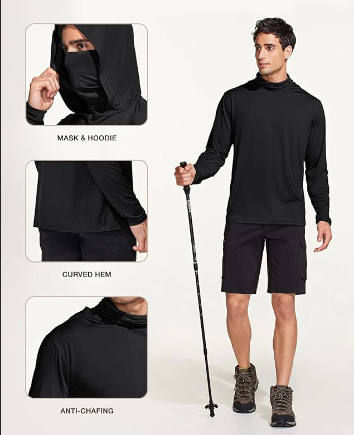 Men's UPF 50+ Sun Protection Hoodie Shirts Long Sleeve Lightweight SPF Outdoor UV Hiking Fishing Shirts fishing shirt fishing clothes