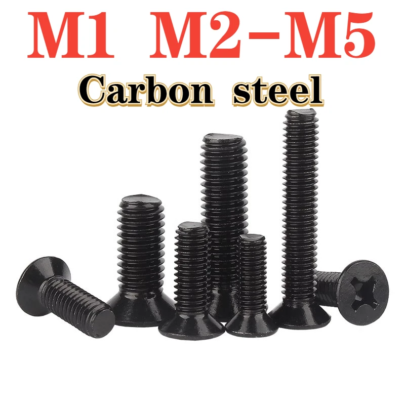 

Carbon Steel Black Zinc M1 M1.2 M1.4 M1.6 M1.7 M2 M2.5 M3 M3.5 M4 M5 Mini Countersunk Head Cross Head Screw