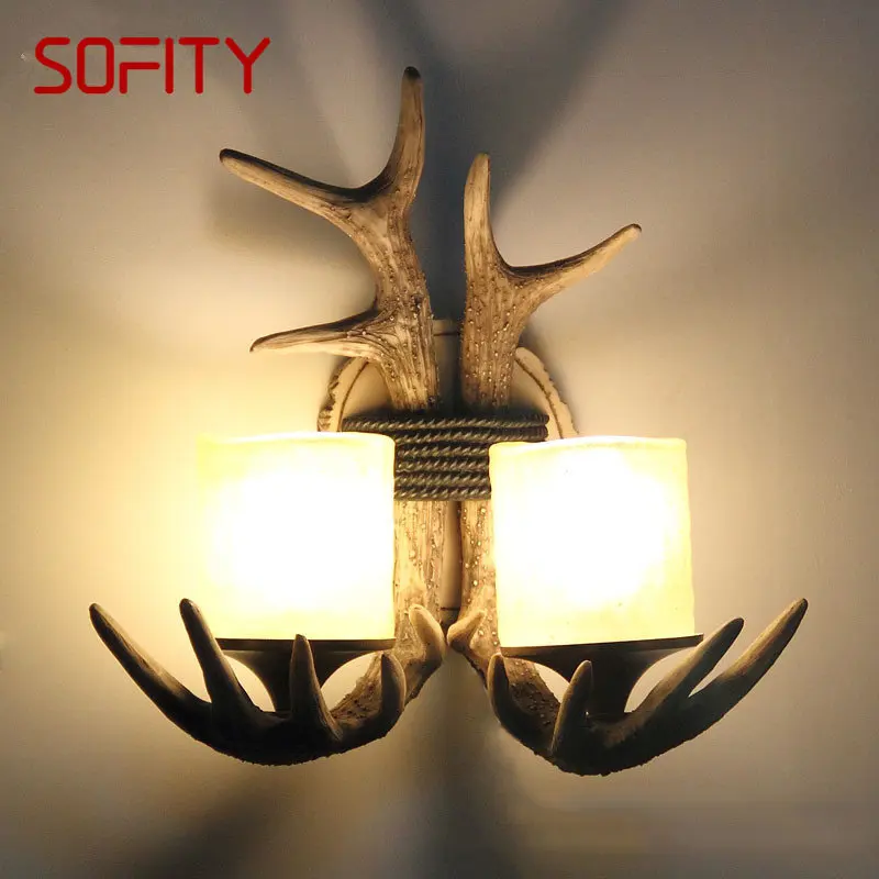 

BELLE Nordic Antlers Wall Sconce Lamp Retro Creative Resin LED Interior Lights For Decor Home Living Room Bedroom Aisle