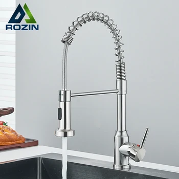 Rubinetto da cucina estraibile con maniglia per canto, miscelatore acqua calda fredda 360 °   Gru per rubinetto lavello da cucina con ugello girevole a doppia funzione 1