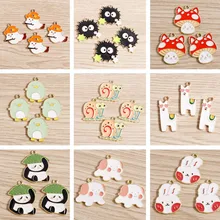 

10pcs/lot Cute Enamel Animal Charms for Jewelry Making Panda Rabbit Cat Dog Bird Charms Pendants for DIY Necklaces Earrings Gift