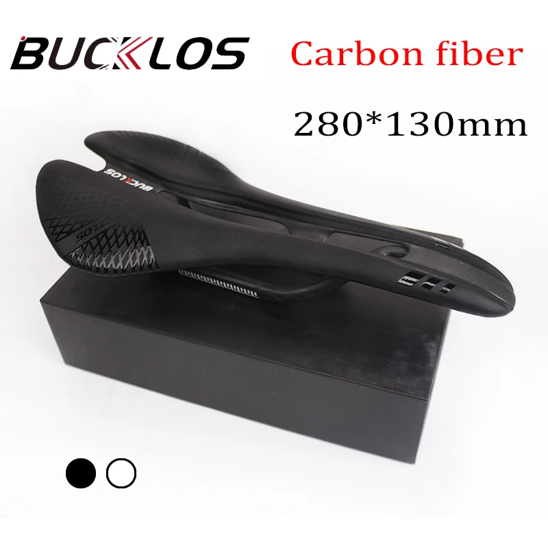

BUCKLOS Bicycle Carbon Fiber Seat Road Bike Saddles Ultralight Breathable Seat 280MM Comfortable MTB Cushion Racing Saddle Parts