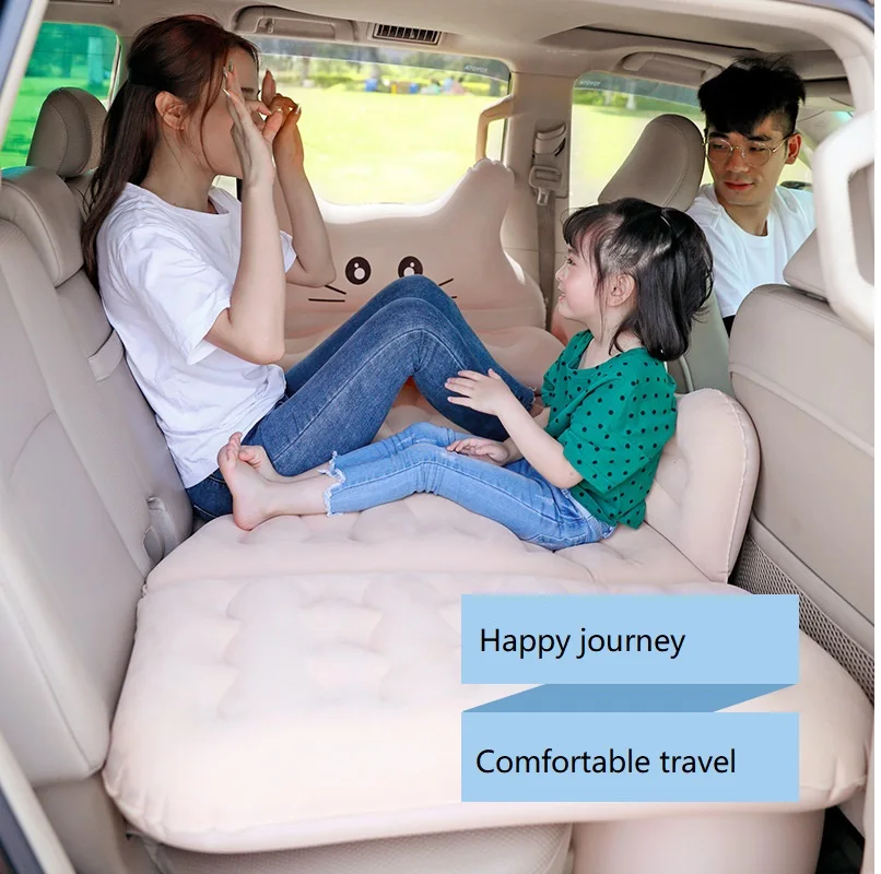 Inflatable Mattress Car Travel Bed Automatic Inflatable Flocking Cloth Camp Bed Car Camping Accessories Air Mattress Folding