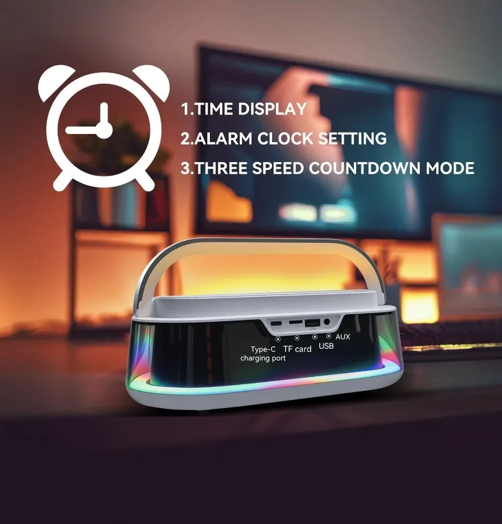 Bluetooth Lautsprecher Mit Kabellosem Ladegerät Und Wecker Rgb_voghion.com