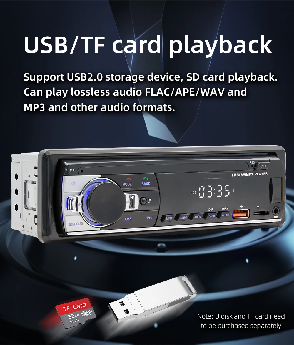 BQCC 530L 1 Din FM Autoradio BT TF AUX USB Schnelle Ladezeit Disploay Auto Stereo LED Fernbedienung MP3 Auto Player – Detail 10