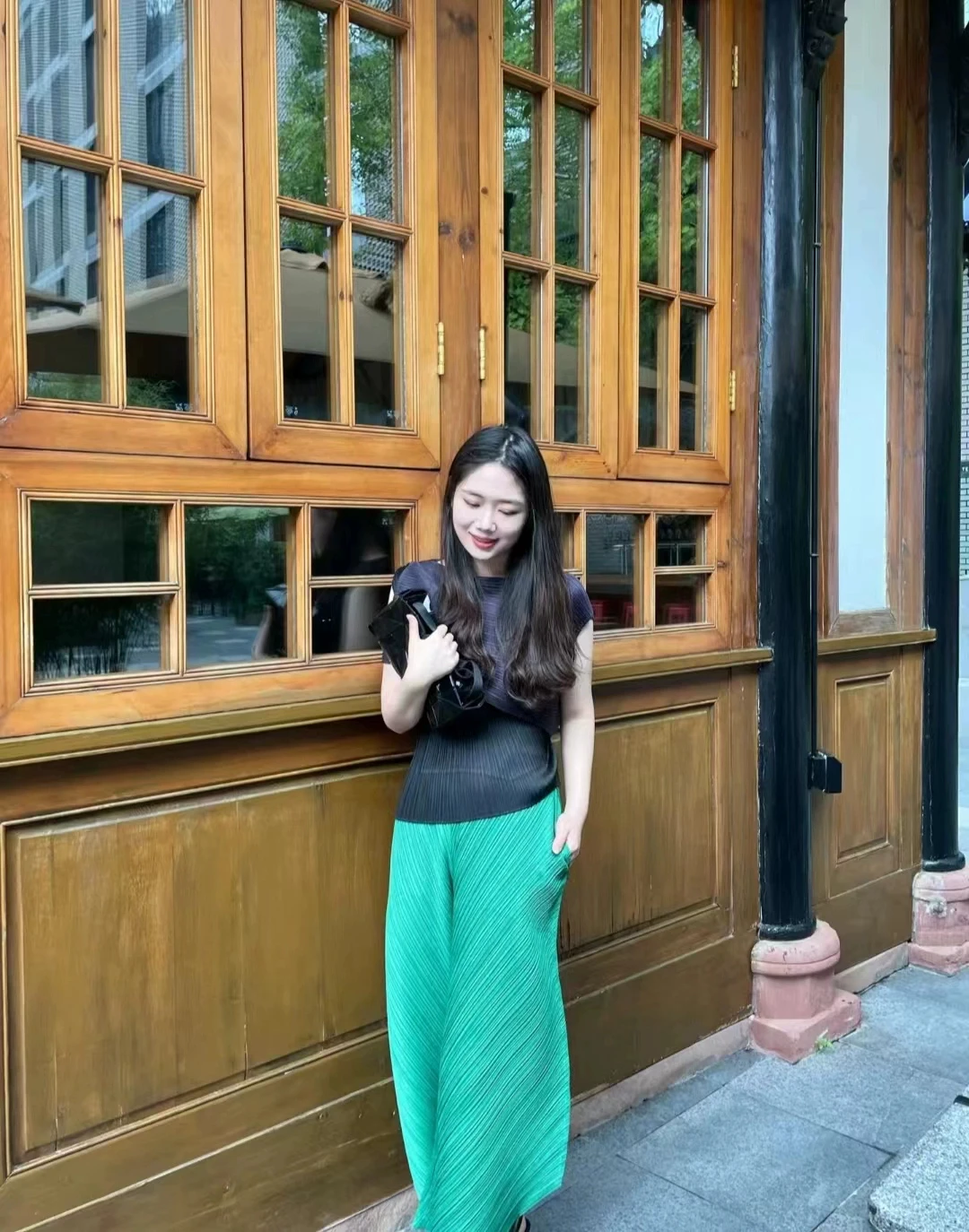 Miyake Pleated Two Piece Tops Women Pleats Please 2023 Autumn New Irregular Crane Orchid Shaped Top Solid Color Casual T-shirt 6