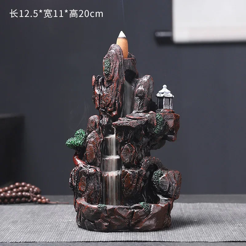 Resin Alpine Flowing Water Aromatherapy Furnace Ornamental Sandalwood Creative Rockery Backflow Incense Furnace, Home Decoration