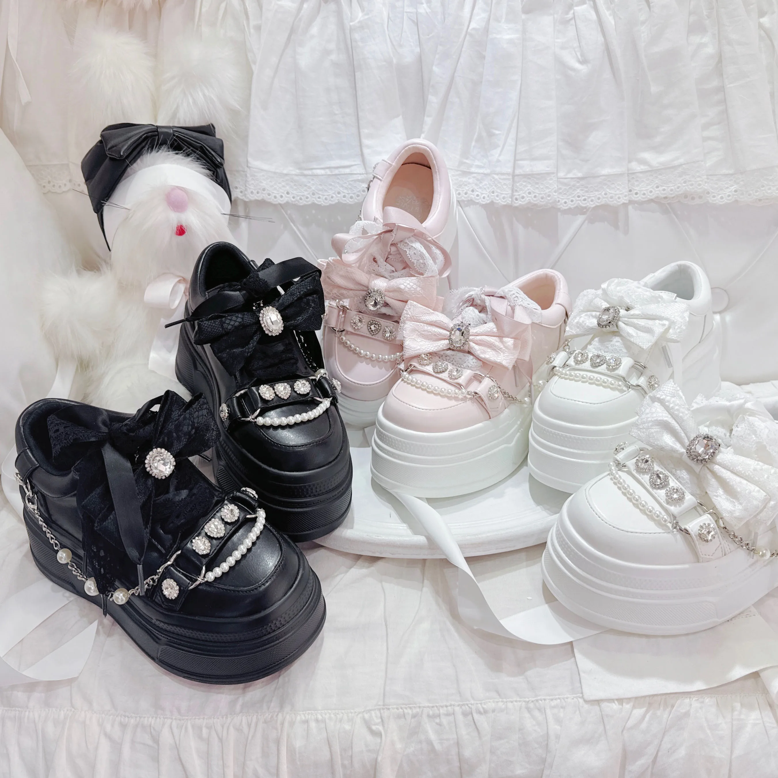 靴 Lolitaluo Winter Sweet Lolita Snow Boots Thick Sole Fleece Shoes
