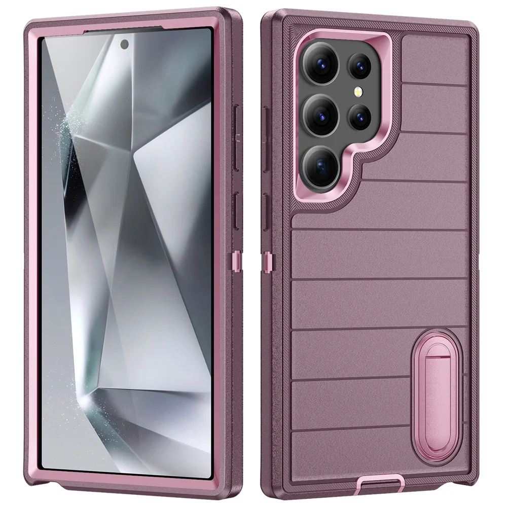 Nova capa de proteção híbrida 3 em 1 Defender para Samsung Galaxy S24 Ultra Kickstand Body Cover Funda S24Plus_voghion.com