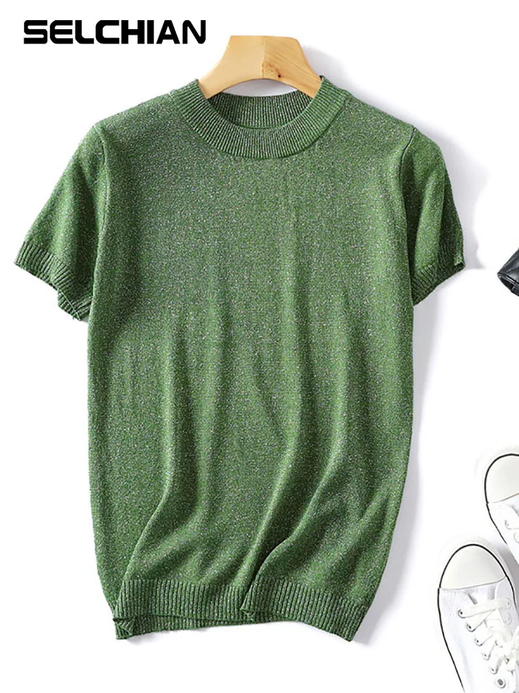 Блестящий лоскутный свитер разных цветов с люрексом и круглым вырезом Женский