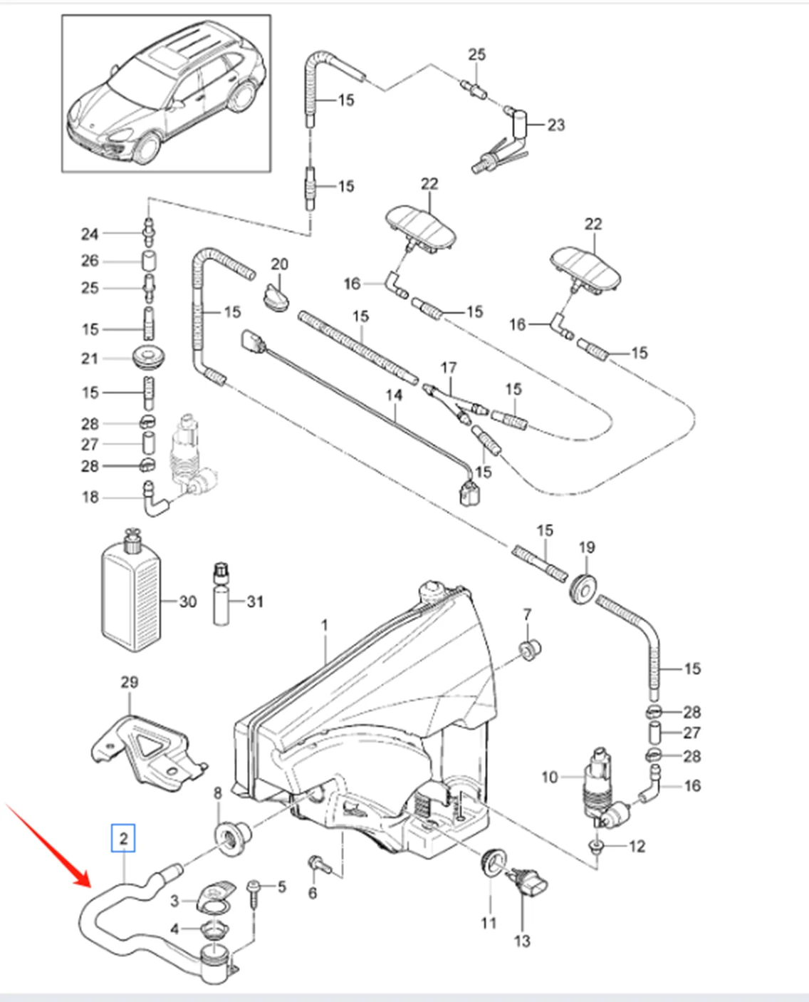 OE 95852860501 95852860500 주전자 수도관 하이 퀄리티 자동차 부품, 포르쉐 92A 카이엔 2011-2018