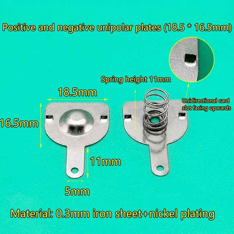 10PCS 16x16mm 18.5x16.5mm 스프링 접촉 시트 - DIY 전원 키트용 양극/음극 접점이 있는 18650 배터리 박스 터미널