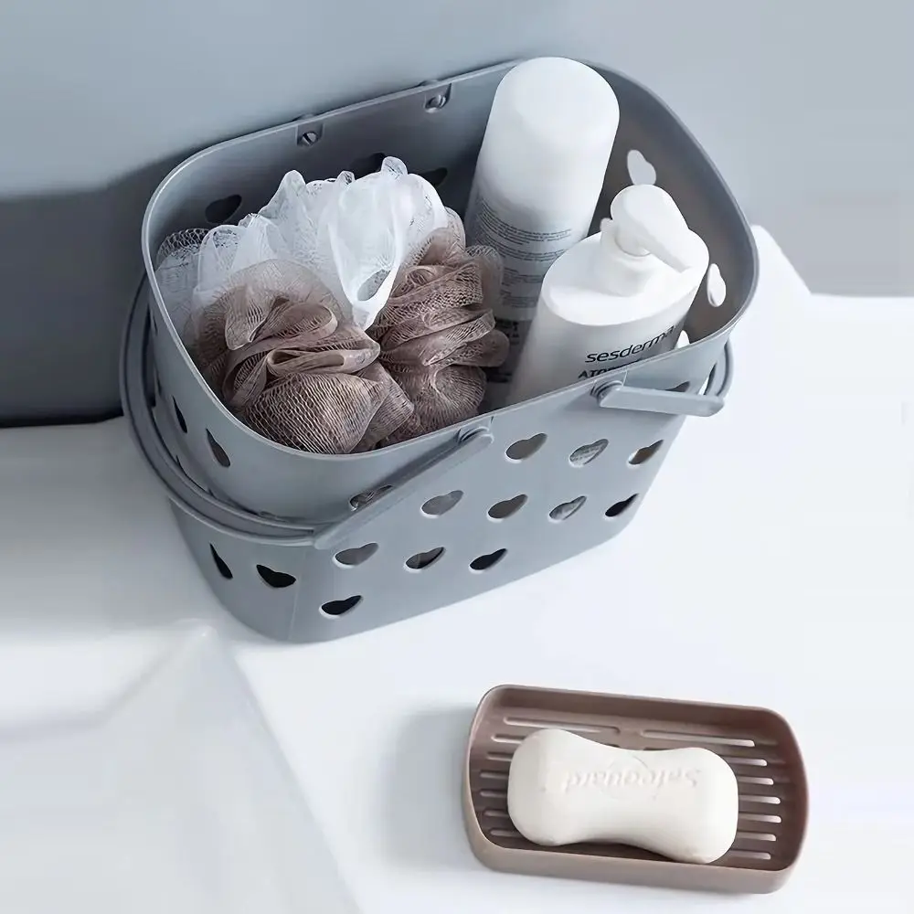 Description Picture 5 of itemPlastic Shower Basket with Handles Stackable College Dorm Organizer Space Saving Large Capacity Drainage Toiletry Basket