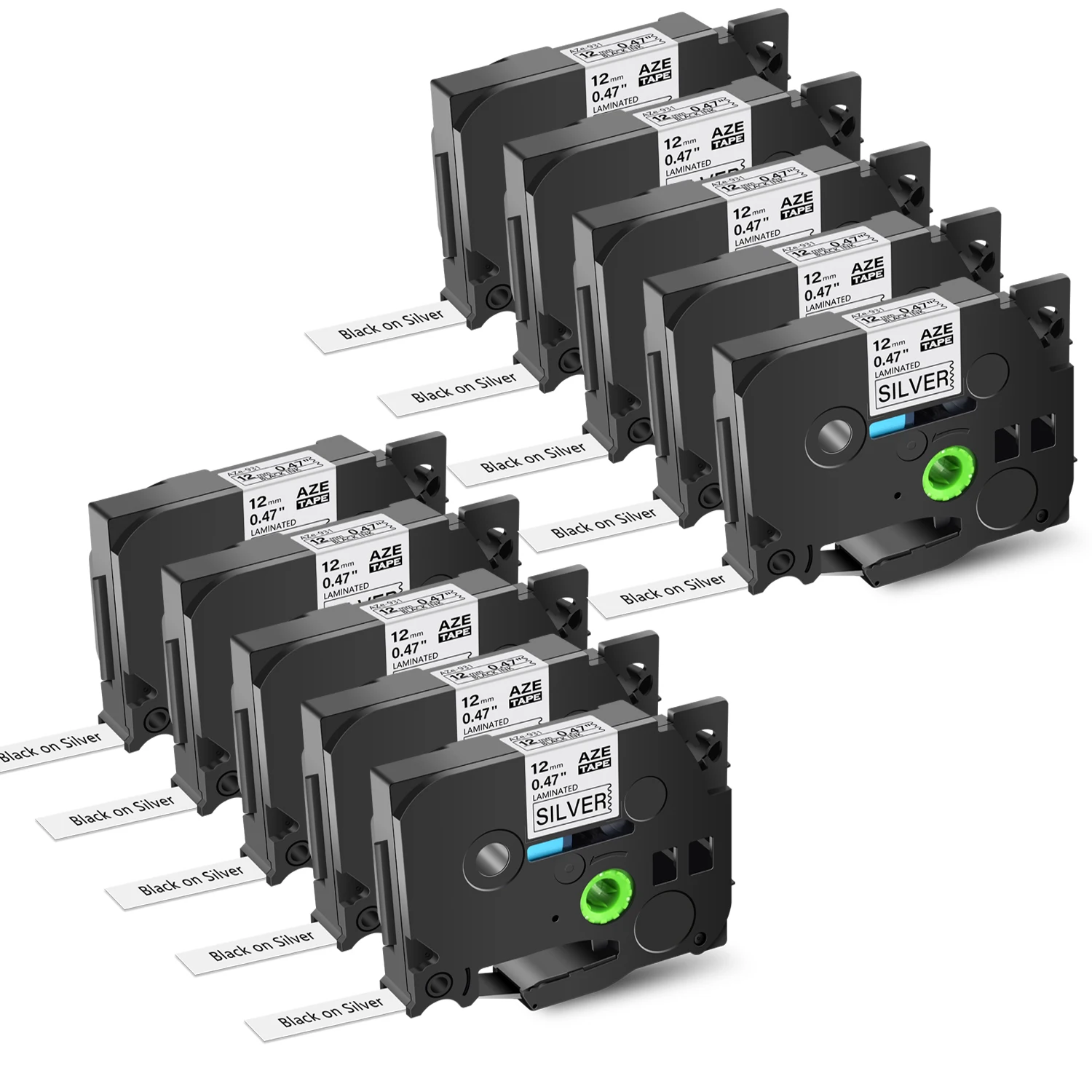 10PK Black on Silver
