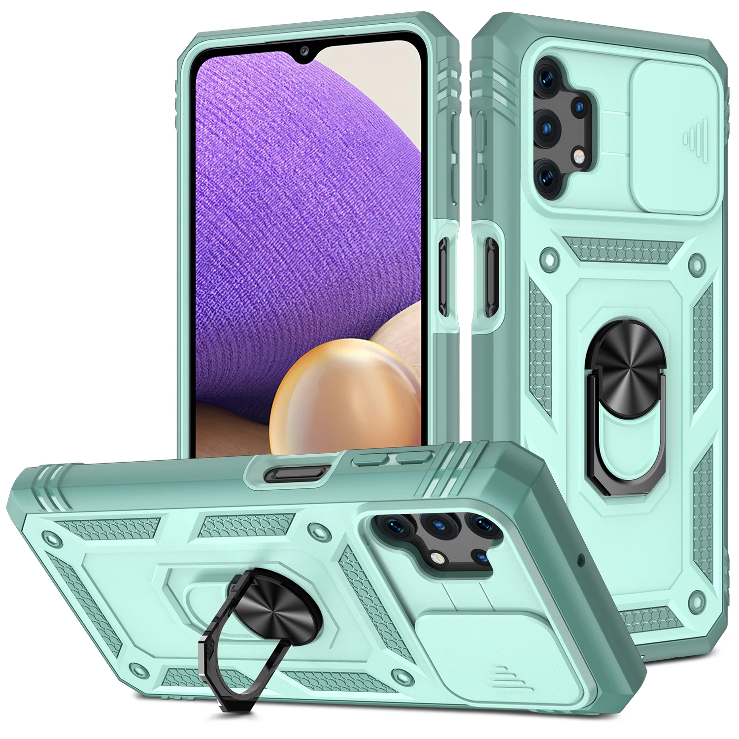 Universal 360° Full Protection Phone Case with Slider Camera Guard and Kickstand