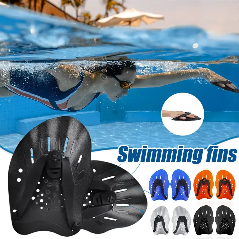 

1pair Swimming Paddles Training Adjustable Hand Webbed Gloves Pad Fins Flippers For Men Women Kids