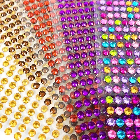 

1040/900/646/504pcs x 5Sheet Self Adhesive Rhinestone Crystal Stickers Mobile Phone Car DIY Decor Decals Scrapbooking Sticker