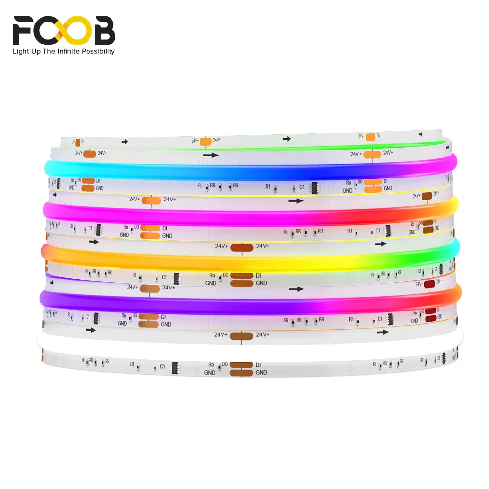 FCOB SPI RGBW IC LED Light Strip 784 LED WS2814 indirizzabile Dream Color 10mm DC24V SK6812 High flessibile FOB COB Lights Room Dec