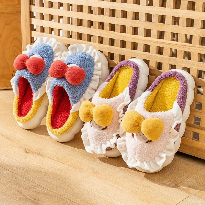 

Spring Summer Slippers Soft Flax Simple Cute Warm Home Men Women House Floor Indoor Slides Fur Cross Fat Dudu Shoes Room Flat