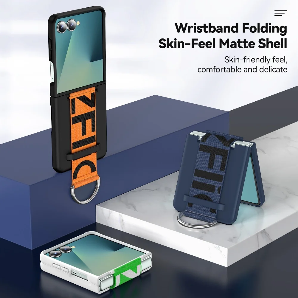 Enhanced Shockproof Wristband Phone Case with Official Strap and Ring, PC Skin-feel Finish