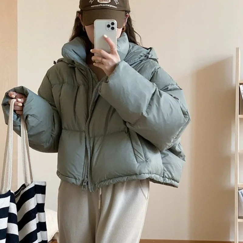 2023 New Women Down Jacket Winter Coat Female Short Loose Parkas Thicken Warm Advanced Sense Outwear Detachable Cap Overcoat