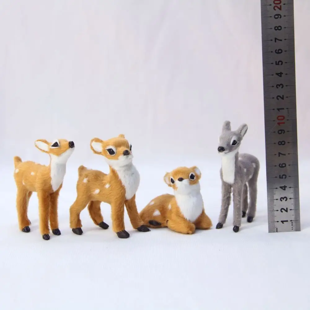Cute Artificial Fur PVC Imitation Sika Deer Grey Brown Mini Style Fairy Garden Miniatures Artificial Deer Reindeer Home Decor