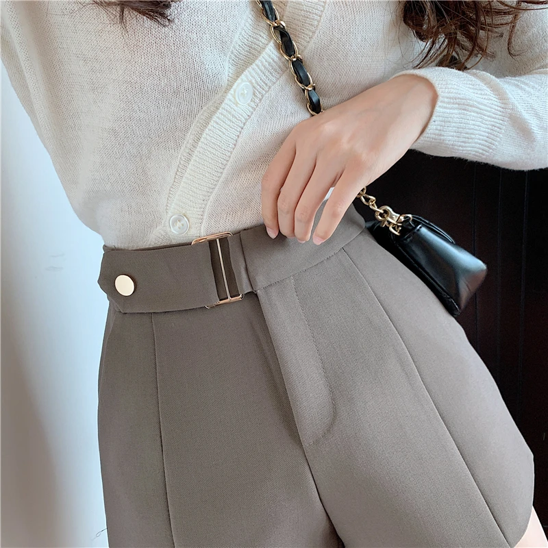 2022 Spring New Loose Slimming outside Wear Suit Wide Leg Pants Korean Retro Casual Shorts High Waist Boot Pants Women womens clothing