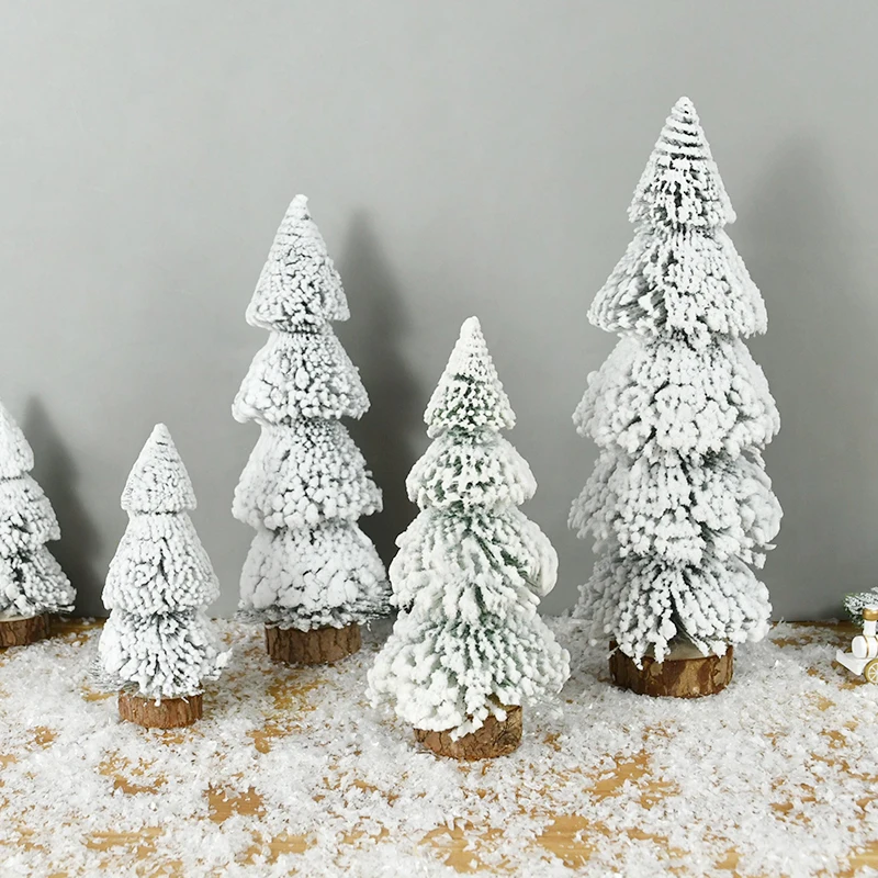 Mini Weihnachts baum Ornamente Kunstschnee Kiefer Frohe Weihnachten Dekorationen für Home Desktop Navidad Neujahrs geschenk