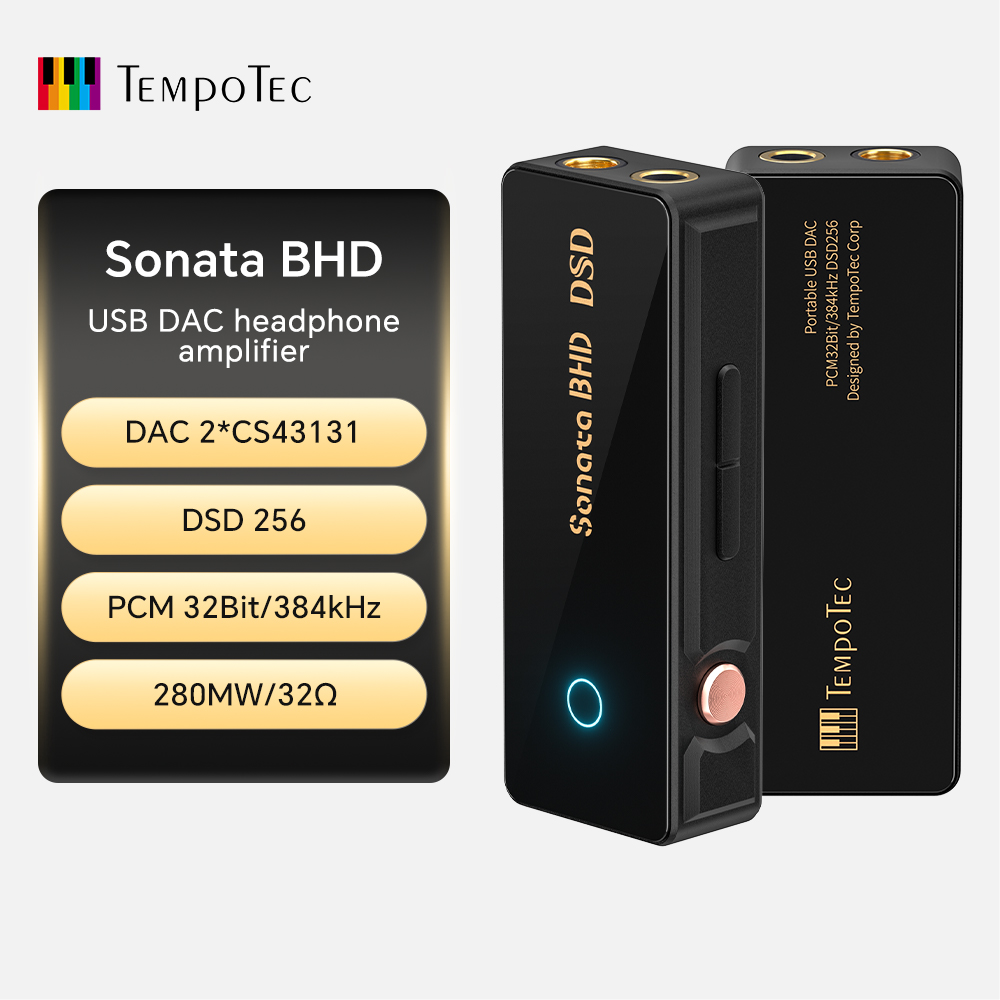 TempoTec Sonata BHD portable USB C dongle DAC&AMP,3 Gain levels, 4.4mm&3.5mm,DSD256 PCM32Bit/384kHz