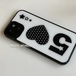 Retro Wave Dot Love Number Star Cartoon Cute Phone Case - Korean Ins Design Y2K Cover - iPhone 12 Pro (Transparent Case)
