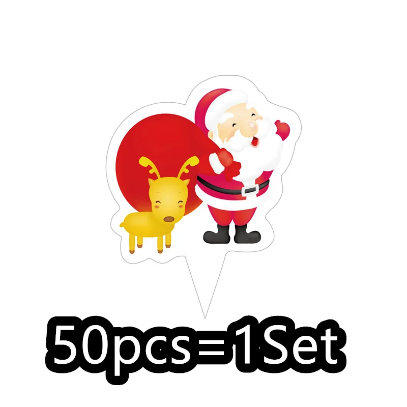 50 Stück 1 Set zum Verkauf Weihnachtstorte Topper Santa Elch DIY Kinder Frohe Weihnachten Party Cupcake Topper Weihnachtsgeschenke Dessert Dekoration – Detail 9