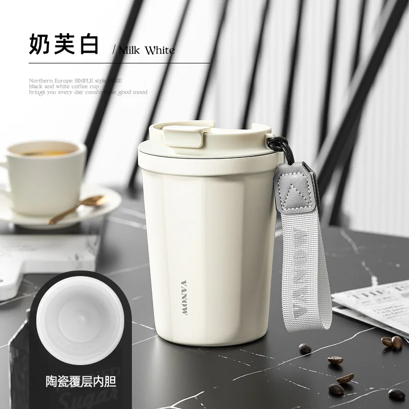 New High Value Portable Ceramic Liner Coffee Cup Sealed Leak-Proof Car  Insulation Mug 380ml Men And Women General Gift Tea Cup