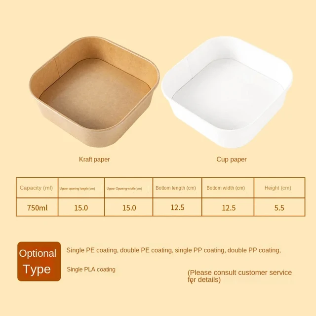 3 Pcs/Lot Disposable Lunch Box Printable Square Paper Bowl Fitness Meal  Takeaway Packing Box Food Packaging Fast Food Box - AliExpress