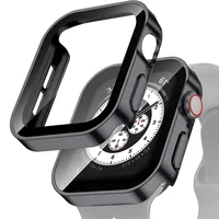 Verre et étui pour Apple Watch Cover, Protecteur d'écran, PC dur, Casesr Straight Edge, iWatch Series 9, 8, 7, 6, 5, 4, SE, 40mm, 45mm, 41mm, 44mm 1