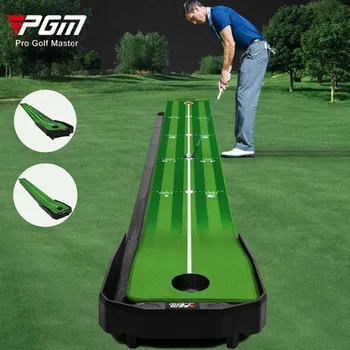 Golf Putting Mat PGM Adjustable Slope Portable Indoor Golf Putter Trainer Anti-slip Rubber Practice Mat with Ball Return Fairway